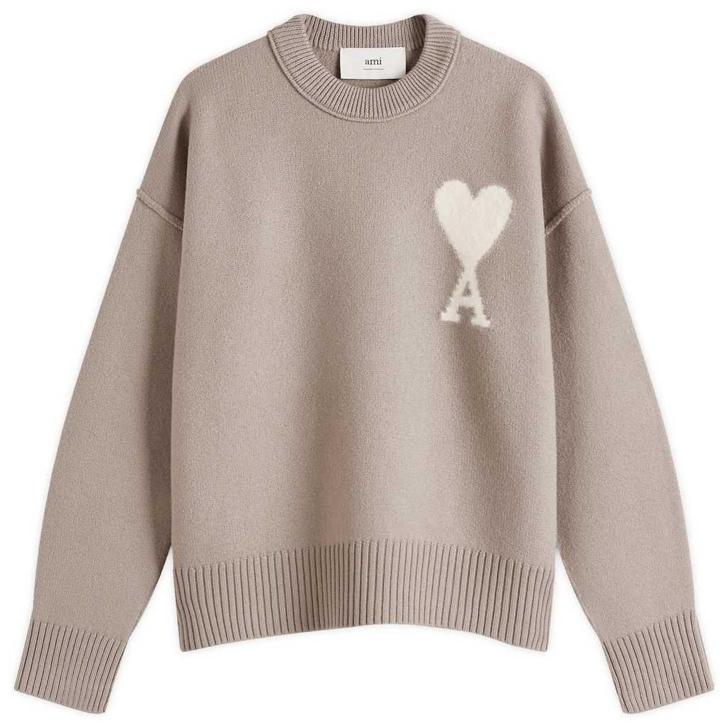 AMI Paris Men's Off White ADC Sweater Ash/Off White
